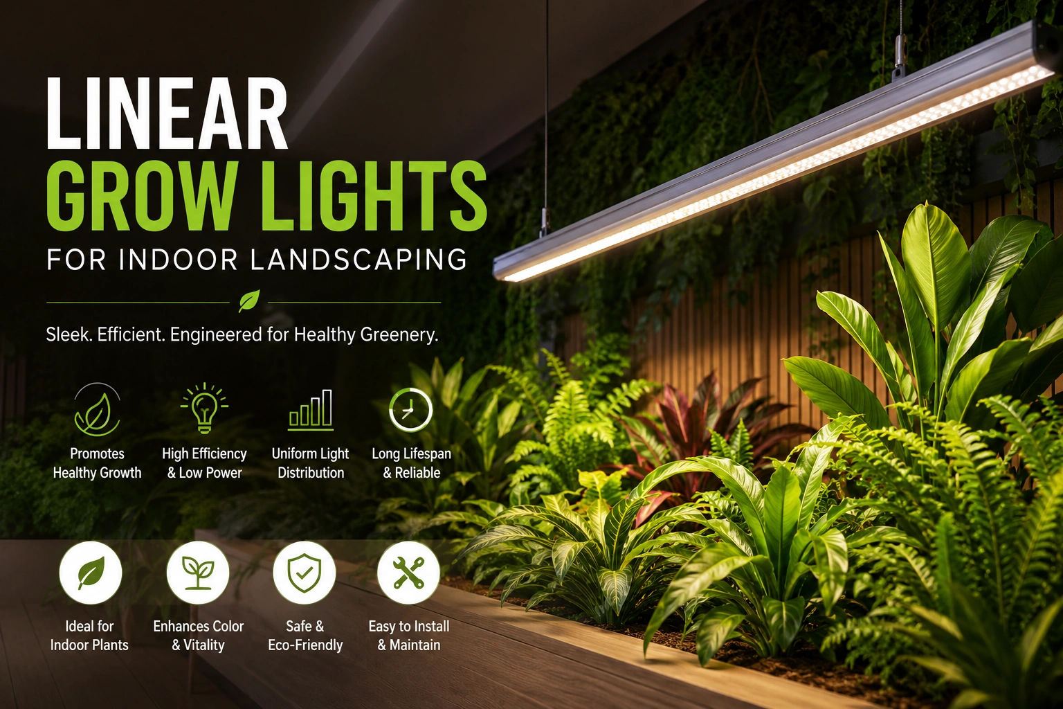 Linear Grow Lights for Indoor Landscaping